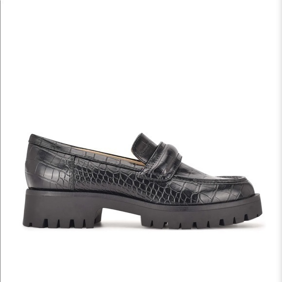 Nine West Black Croc-Embossed Loafers - Picture 9 of 10